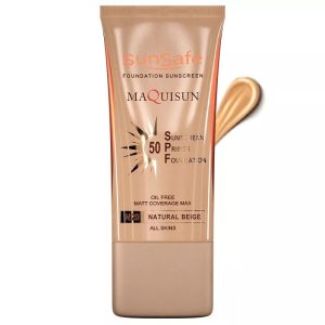 کرم ضد آفتاب SPF50 کرم پودری بژ طبیعی (N20) مکی سان سان سیف_SunSafe Maquisun Foundation Sunscreen SPF50
