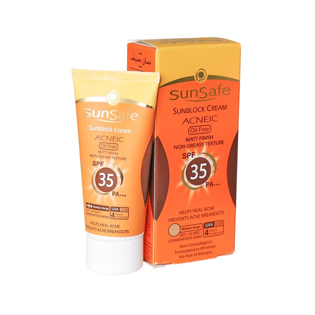 سشان سیف 35 1 کرم ضد آفتاب SPF35 بژ روشن فاقد چربی پوست چرب و آکنه ای سان سیف_Sunsafe Sunsblock Cream SPF35 Acneic Oil Free 50 ml - تصویر 1