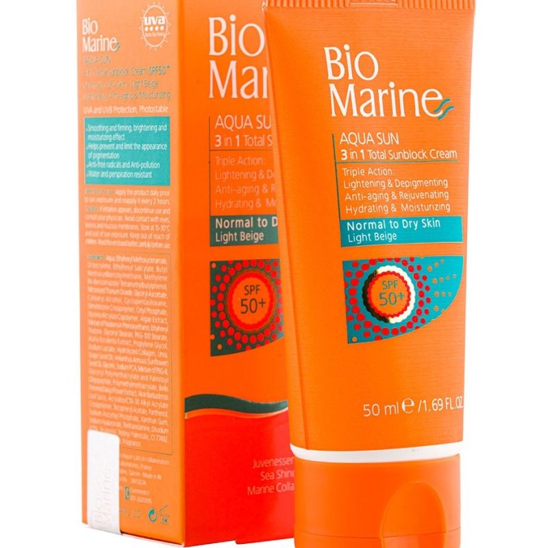 کرم ضد آفتاب روشن کننده و ضد چروک بایومارین (Bio Marine) مدل AQUA SUN معمولی و خشک حجم 50 میلی لیتر - تصویر 1