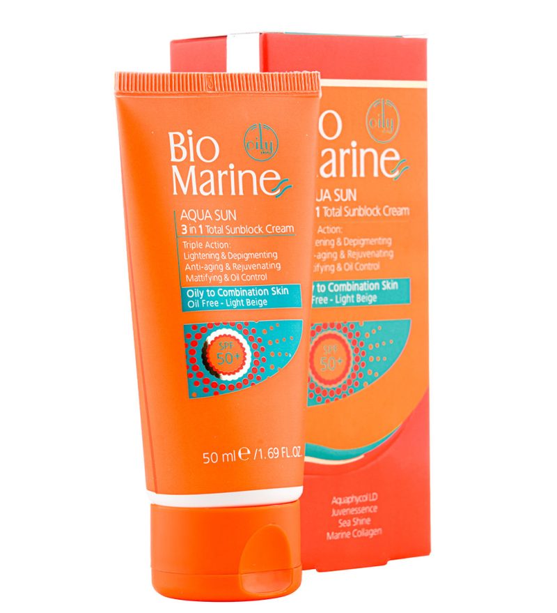 ضد آفتاب بژ روشن ضدچروک پوست چرب و مختلط SPF50 بایومارین_AQUA SUN 3 in 1 Oily to Combination Skin spf 50 BIOMARINE - تصویر 1