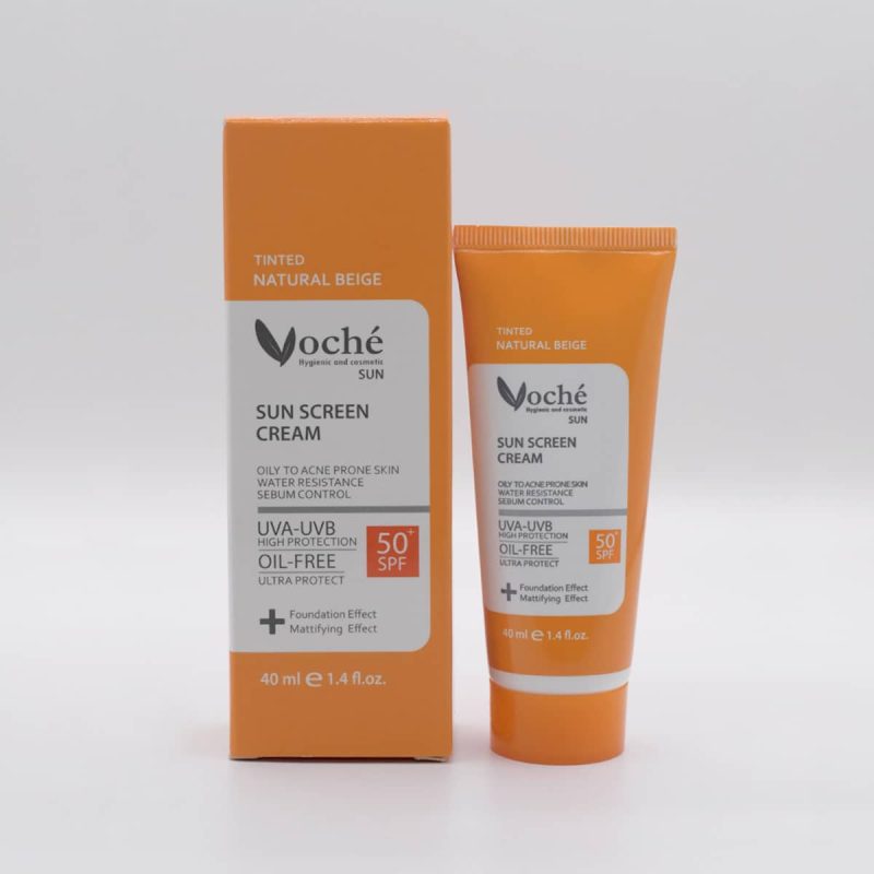 کرم ضدآفتاب پوست چرب وچه(بژ طبیعی)_Voche Tinted Sun Screen Cream For Oily Skin SPF50 - تصویر 1