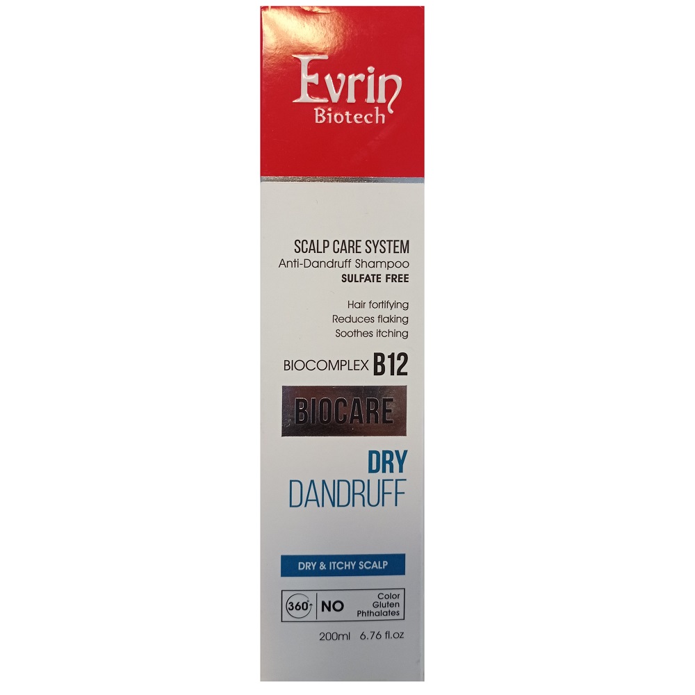 شامپو ضد شوره خشک و تقویت کننده بایوکر اورین_Evrin Biocare Dry Dandruff And Fortifying Shampoo - داروخانه آنلاین اصفهان دارو | ارسال رایگان | تحویل فوری نمای ۲