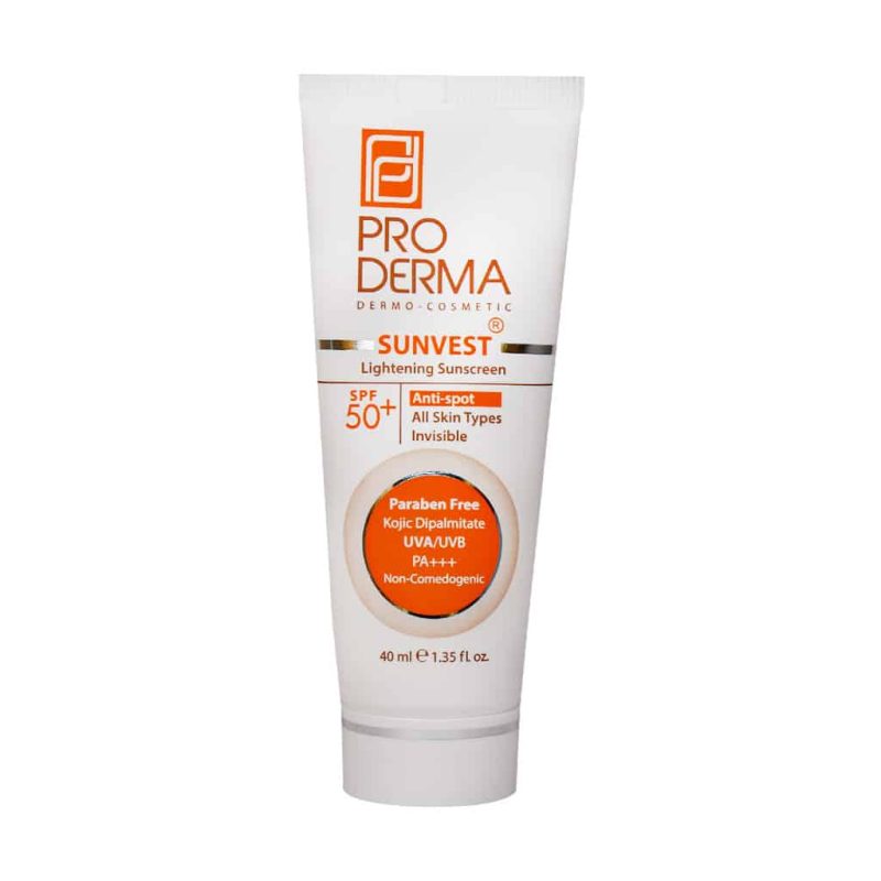 کرم ضد آفتاب و روشن کننده لک پوست SPF50 بدون رنگ پرودرما_Pro Derma Sunvest Lightening Sunscreen Cream SPF50 - تصویر 2