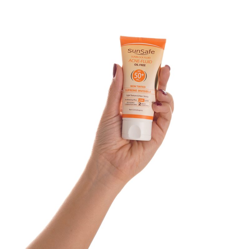 فلوئید ضد آفتاب فاقد چربی بدون رنگ SPF50 سان سیف_Sun Safe Acne Sunblock Fluid Oil Free SPF50 - تصویر 2
