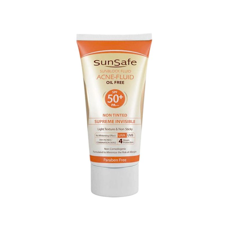 فلوئید ضد آفتاب فاقد چربی بدون رنگ SPF50 سان سیف_Sun Safe Acne Sunblock Fluid Oil Free SPF50 - تصویر 1