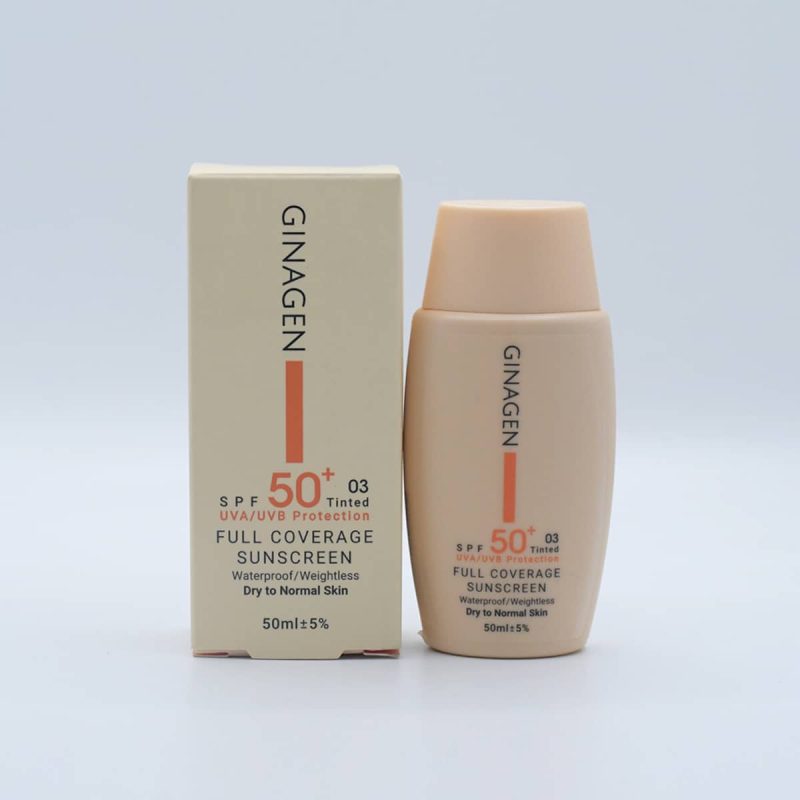 کرم ضد آفتاب رنگی03 پوست خشک SPF50 ژیناژن_Ginagen tinted full coverage sunscreen for dry to normal skin - تصویر 1