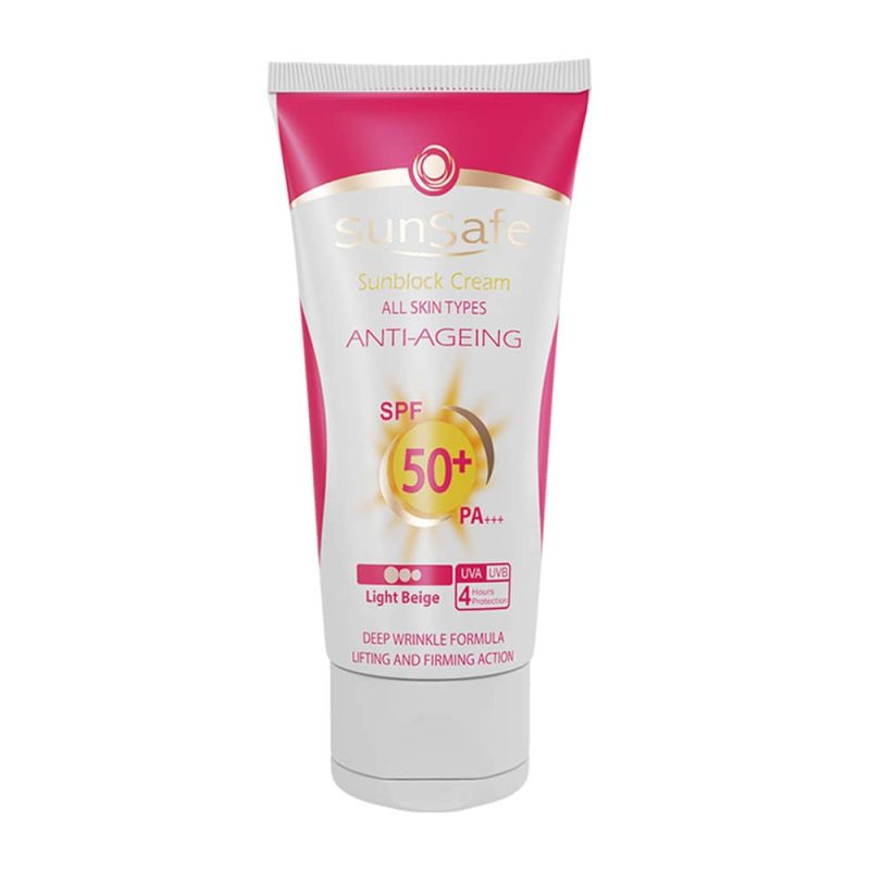 کرم ضدآفتاب و ضد چروکSPF50 بژ روشن سان سیف_Sun Safe Anti Ageing Sunblock Cream SPF50 - تصویر 1
