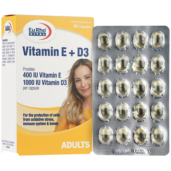 کپسول ویتامین ای+د3_یوروویتال VITAMIN E+D3 EURHOVITAL - داروخانه آنلاین اصفهان دارو | ارسال رایگان | تحویل فوری نمای ۲