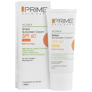 کرم ضد آفتاب رنگی بژ طبیعی پرایم با SPF60مناسب پوست چرب