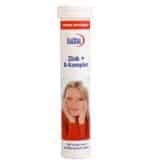 قرص جوشان زینک پلاس ب کمپلکس حاوی 10 میلی گرم زینک به فرم سیترات حاوی ویتامین های گروه B و ویتامین C برای کمک به حفظ سلامت پوست، مو و ناخن