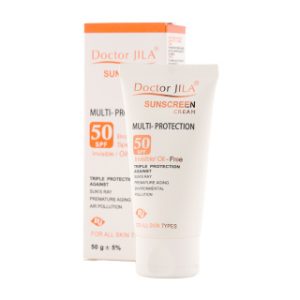 کرم ضد آفتاب بی رنگ مولتی پروتکشن دکتر ژیلا با spf50 مناسب انواع پوست-50میلی